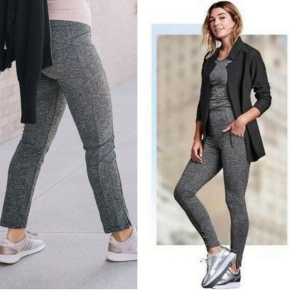 Athleta Womens Gray Black Mercer Herringbone Tight Legging Pant Size S